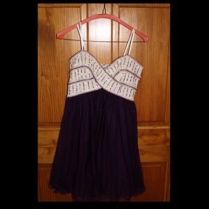 Purple and white formal dress